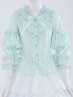 Bequemes Lolita Hemd aus Chiffon mit langen Ärmeln