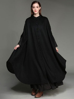 Übergroße Cape Coat Langarm Button Longline Wintermantel für Frauen