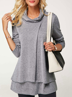 Übergroße Pullover Sweatshirt Frauen Layered Long Sleeve Cowl Ausschnitt Top für Frauen