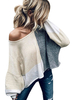 Übergroße Sweatshirt Frau mit langen Ärmeln Color Block Top