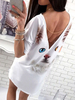 Übergroße T-Shirt Kleider 2020 Weiß Animal Print Halbarm V-Rücken Kette Sommerkleid