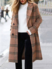 Übergroße Wintermantel Plaid Langarm Button Erbsenmantel mit Taschen