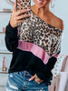 Übergroßer Damen-Pullover mit langen Ärmeln und Leopardenmuster