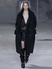 Übergroßer Wollmantel Damen schwarzer Pea Coat Zweireiher Knopf Military Wintermantel