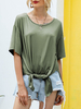 Übergroßes T-Shirt mit kurzen Ärmeln geknotete T-Shirts für Frauen