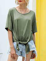 Übergroßes T-Shirt mit kurzen Ärmeln geknotete T-Shirts für Frauen