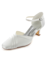 Bügel Braut Sandalen weiße geraffte Satin Hochzeit Heels für Frauen