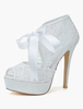 Bögen geschlossener Peep Toe Lace Abend- und Hochzeits-Sandalen