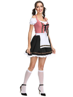 Bier Mädchen Kostüm Rose Plaid Schnür Schürze Polyester Oktoberfest Feiertage Kostüme Oktoberfest Kostüme