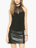 Black ausgeschnitten Stand Kragen ärmellos Damen Top