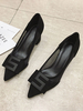 Black Block Heel Pumps Pointed Toe Damenschuhe mit niedrigen Absätzen