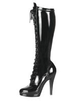 Black Boots Plattform Lace bis Patent Heels für Frauen