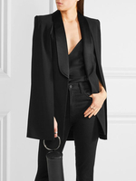 Black Cape Blazer Frauen Langarm Schalkragen Blazer Jacke