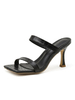 Black Heeled Slipper Stiletto Absatz Square Toe Slip-On PU Leathre Casual Slipper