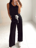 Black Jewel Neck Ärmellose Baumwollmischung Straight Summer One Piece Outfit