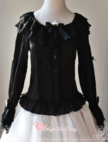 Black Lace Lolita Chiffon Bluse mit Ebenen für Mädchen