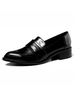Black Loafers Frauen Leder Pointed Toe Slip On Freizeitschuhe