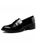 Black Loafers Frauen Leder Pointed Toe Slip On Freizeitschuhe