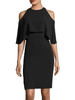 Black Party Kleid für Mutter der Braut Jewel Hals Kurze Ärmeln Mantel Ausschneiden Gastkleider für Hochzeit