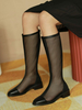 Black Summer Boots Frauen Round Toe Zip Up Kurze Stiefel