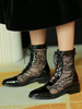 Black Summer Boots Lace-quadratische Zehe schnüren sich oben Ankel Aufladungen für Frauen