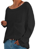 Black Tees Frauen Jewel Neck Langarm T-Shirts