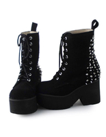 Black Velvet Lolita Stiefel Square Hees niet Design
