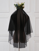 Black Wedding Veil Tulle Perlen Zwei Tier Brautschleier