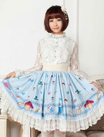 Blau gedruckte Lace aus Polyester Lolita Rock für Mädchen