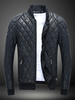 Blau Radfahrer Jacke 2020 Gesteppt Diamond Pattern Reißverschluss Pu Leder Jacke Für Männer