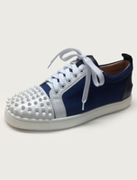 Blau Schlittschuh Schuhe 2021 Leder Männer Um Zehe Spitze Oben Nieten Freizeitschuhe Spitze Schuhe