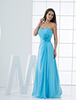Blau trägerlos Lace Blumen Chiffon Brautjungfer Kleid