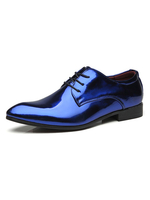 Blaue Abendschuhe Herren Spitzschuh Kunstleder Schnürschuhe