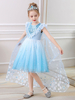 Blaue Blume Mädchen Kleider Juwel Hals Spitze Spitze ärmellose kurze Prinzessin Kleid Kinder Social Party Kleider