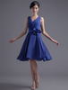 Blaue Brautjungfer Kleid kurze offene Rückseite Flower Chiffon Wedding Party Dress