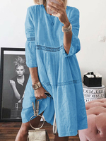 Blaue Etuikleider Jewel Neck 3/4 Länge Ärmel Schlauchkleid