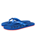 Blaue Flip Flops Runde Zehen Slip On Artwork Muster Atmungsaktives Rindsleder Sommer Casual Flat Heels