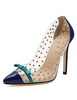 Blaue High Heels Damenschuhe Spitzschuh Bow Beaded Slip On Pumps