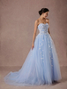 Blaue Hochzeitskleid Tüll Kapelle Zug Brautkleid Sweetheart schulterfreies a-line Luxus Prinzessin Pageant Spitzenkleid