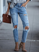 Blaue Jeanshose Cowboy-Knöpfe gerade Hose