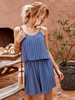 Blaue Jumpsuits für Damen Ärmelloses Sommer-Einteiler-Outfit aus Polyester