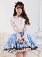 Blaue kurze Lolita Rock Lace Trim Polyester Druck