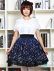 Blaue Lolita Kleid süß Konstellation gedruckt Lolita Rock mit schwarzer Spitze Trim