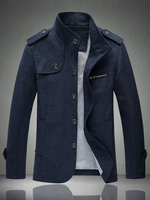 Blaue Männer Herrenjacke2020 Frühling Jacke Stehkragen Langarm Einreiher Kurze Jacke