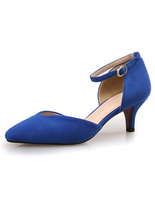 Blaue Pumps Schuhe Wildleder Kitten Heel Spitz Abendschuhe mit Knöchelriemen