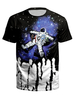 Blaue T-Shirts Männer Jewel Neck Printed Kurzarm T-Shirt