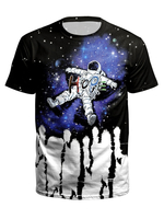 Blaue T-Shirts Männer Jewel Neck Printed Kurzarm T-Shirt
