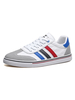 Blaue Turnschuhe für Männer Mode PU Leder Runde Zehenstreifen Streifen Muster Low-Tops Skateboard Schuhe