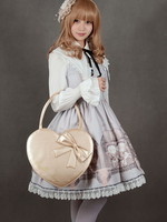 Blauen synthetischen Lolita Rock mit Print Lace Up Bow