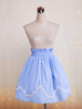 Blauer Baumwoll-Lolitarock mit gewellter Spitze